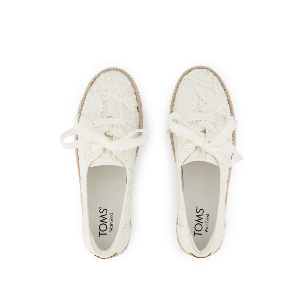 Valencia Lace-Up Espadrille - Egret White Floral Crochet
