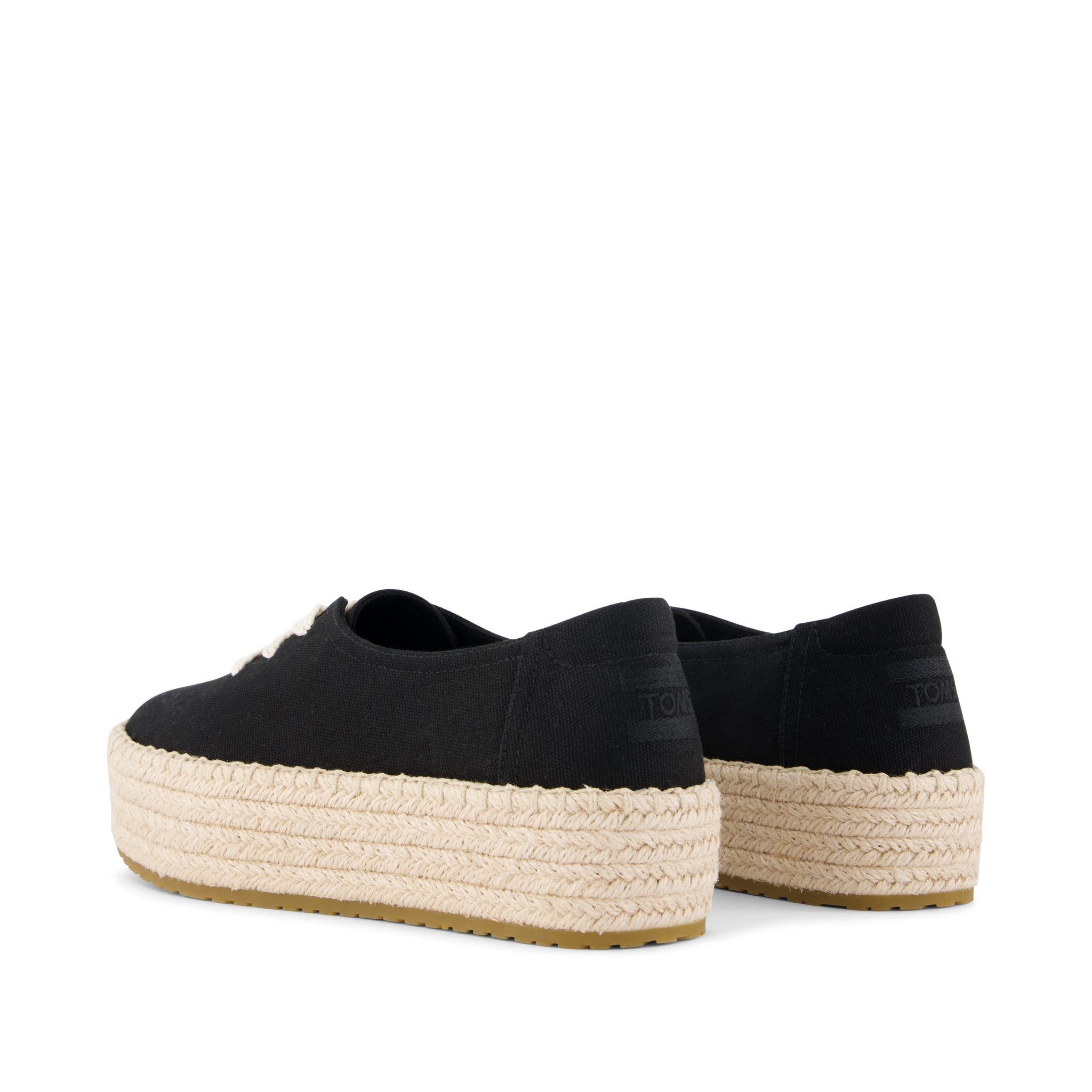 Valencia Lace-Up Platform Espadrille - Black Canvas Back View