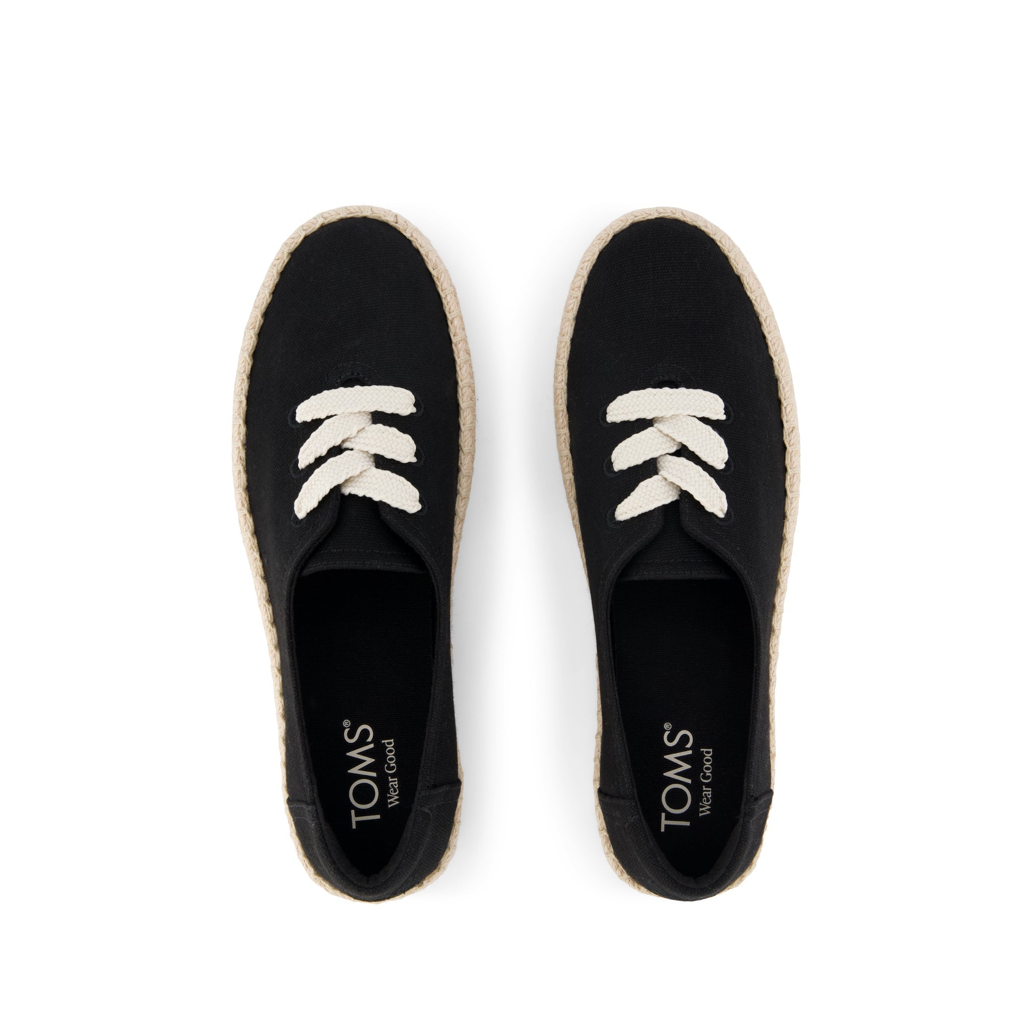 Valencia Lace-Up Platform Espadrille - Black Canvas Top View
