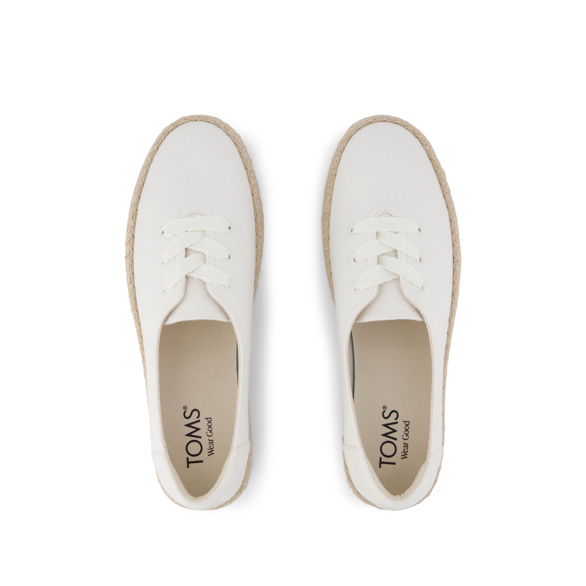 Valencia Lace-Up Platform Espadrille - White Canvas Top View