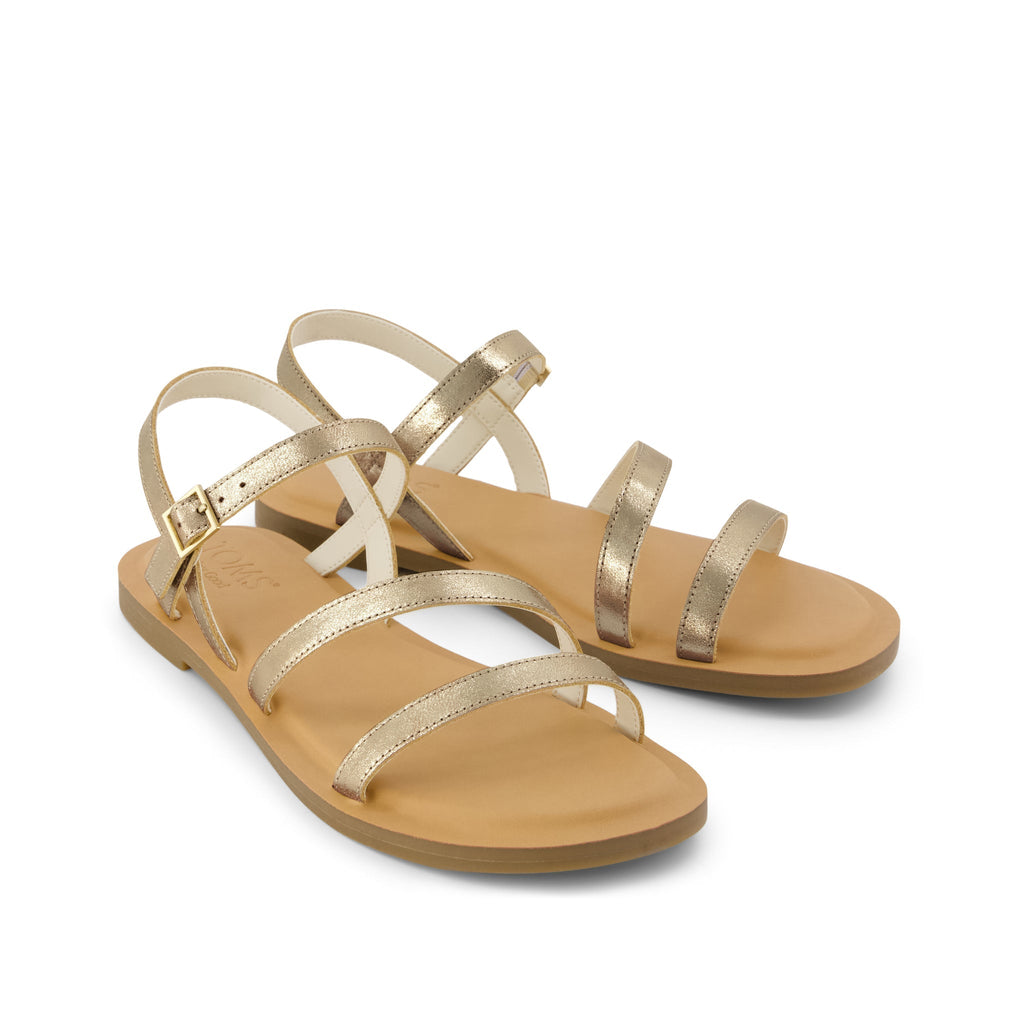 Kira Strappy Sandal - Gold Leather
 Front View