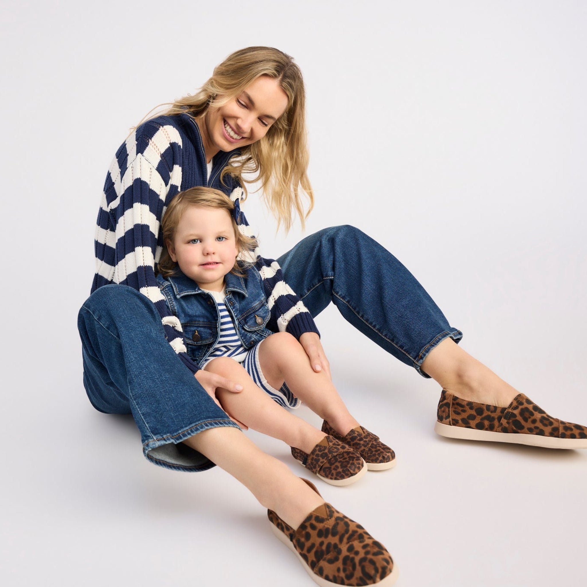 Brown Sugar Leopard Print Suede Family Matching on Model Image