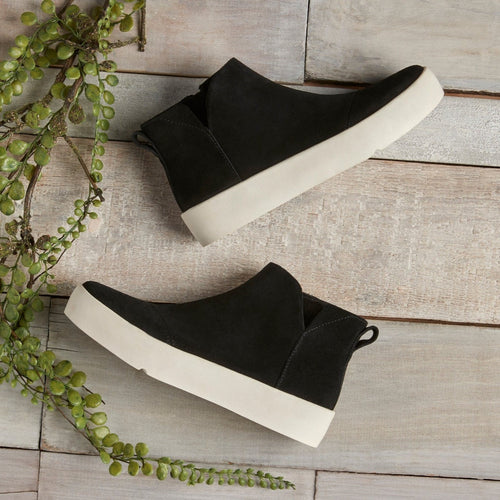 Verona Mid Platform Sneaker In Black Suede Detail Shot