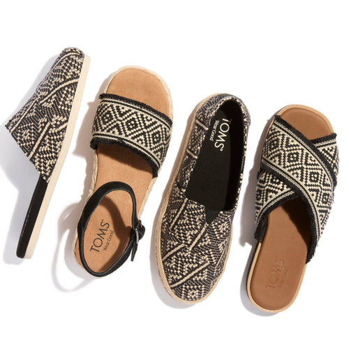 Laydown image of the Black Diamond Global Woven Alpargata Mule