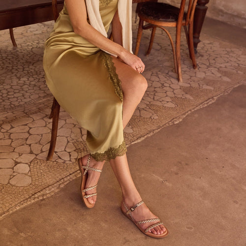 Kira Strappy Sandal - Gold Metallic Synthetic Braid On Figure Image 1