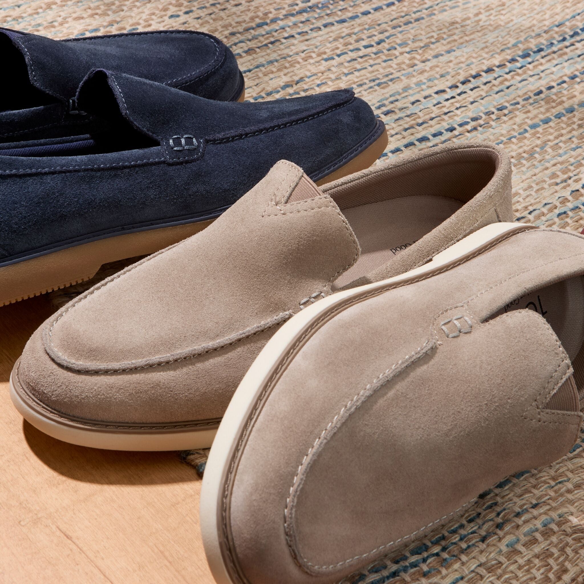 Laydown image of the Mens dune suede Marcos loafer